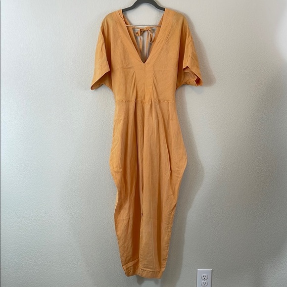 Free People Linen Blend Orange Jumpsuit XS - Picture 5 of 14